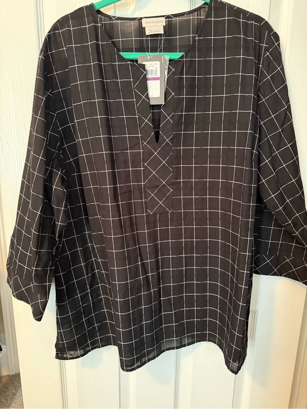 Van Heusen Black and White Windowpane Tunic